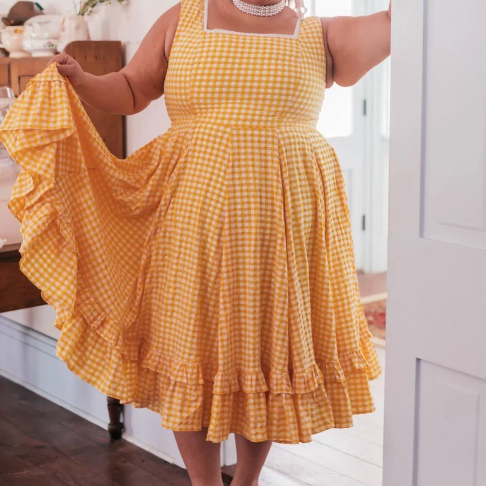 JessaKae Daze Dress Yellow Gingham 2X